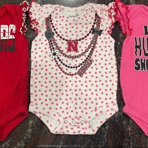 Nebraska Husker’s Baby girls onesie set 0-3 months